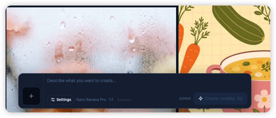 AI avatar generator prompt input and image upload interface