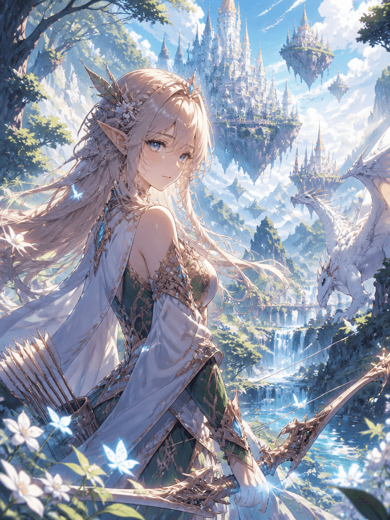 Fantasy anime art with magical worlds and mythical creatures